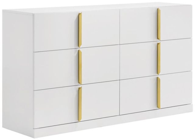 Coaster® Ines 5-Piece Gray/White High Gloss Queen Panel Bedroom Set-3
