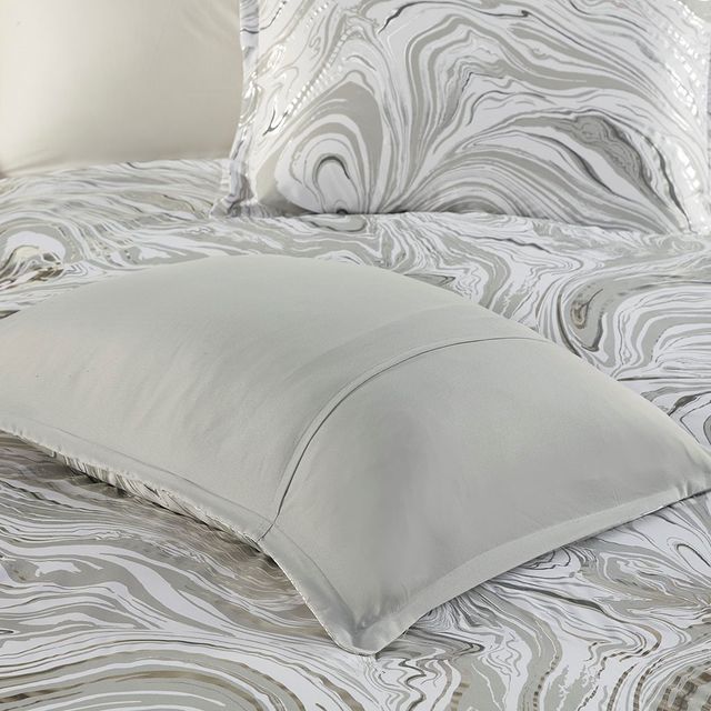 Olliix by Intelligent Design Rebecca Grey and Silver Twin/Twin XL Metallic Printed Comforter Set-4