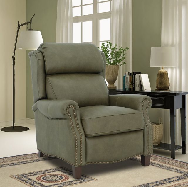 BarcaLounger® Meade Oasis Olive Leather Manual Recliner-2
