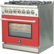 FORNO® Capriasca 30" Stainless Steel Pro Style Dual Fuel Range with Red Door-1