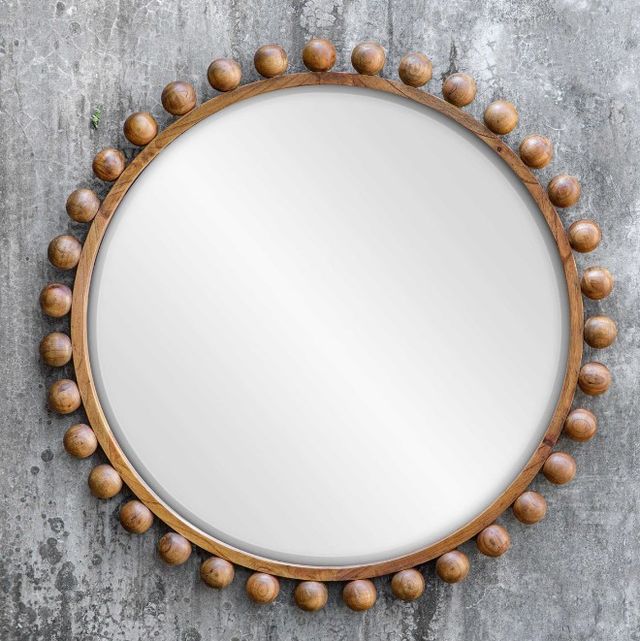 Uttermost® Cyra Walnut Beaded Round Mirror-3