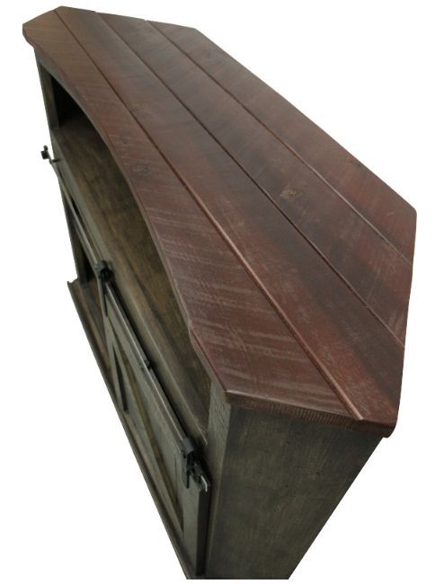 American Heartland Manufacturing Rustic Two-Tone Tall Bower Corner TV Cart-3