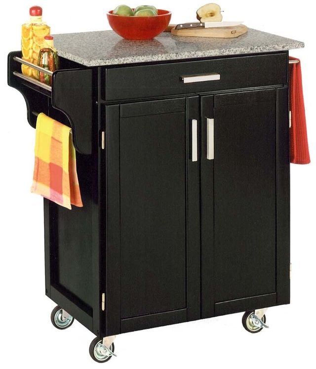 homestyles® Cuisine Cart Black/Salt-and-Pepper Granite Kitchen Cart-1
