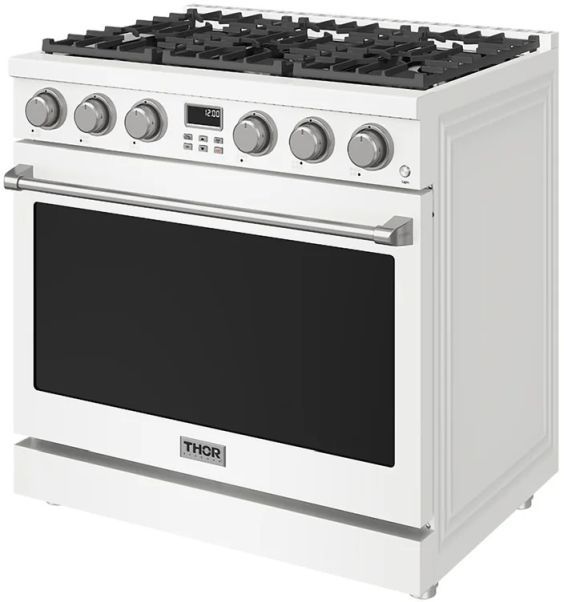 Thor Kitchen® A Series 36" White Contemporary Freestanding Pro Style Gas Range-3