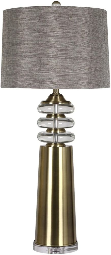 Harp & Finial® Tinley Brass/Clear Table Lamp-0