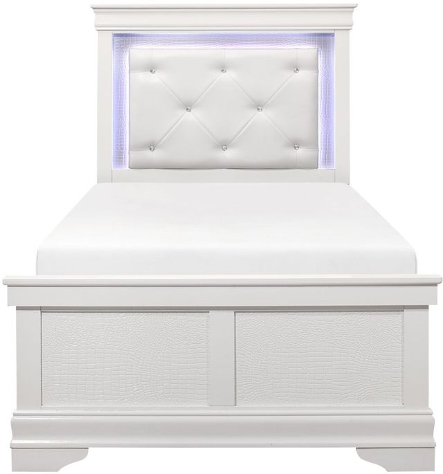 Homelegance® Lana White Twin Panel Bed with LED-2