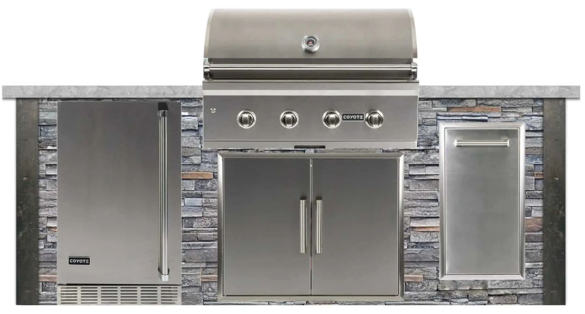 Coyote® Outdoor Living 8' Stone Gray Stacked Stone Grill