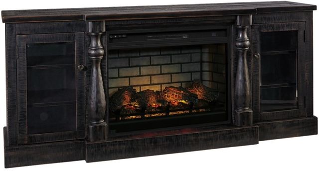 Signature Design by Ashley® Mallacar Black 75" TV Stand with Electric Fireplace-0