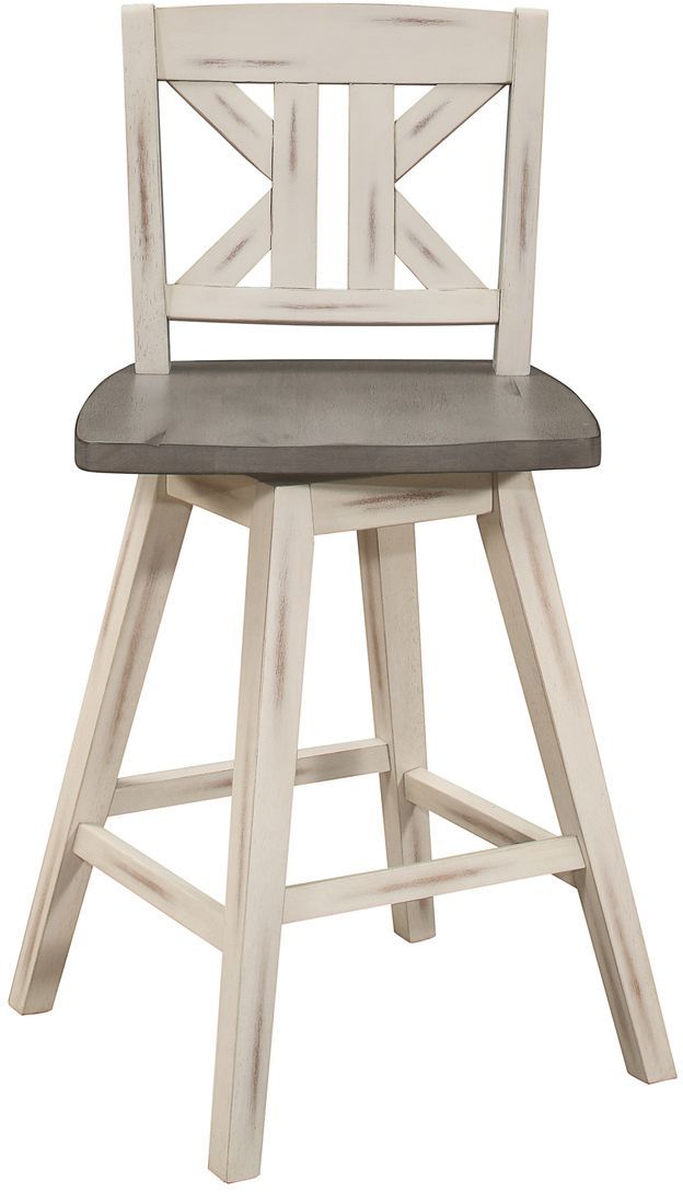 Mazin Furniture Amsonia Distressed Gray/White Gray Swivel Bar Chair-2
