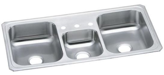 Elkay Celebrity® Brushed Satin 43" 3-Hole Triple Bowl Drop-in Sink-0
