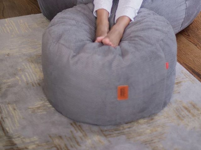 CordaRoy's® Charcoal Chenille Pouf Footstool-2