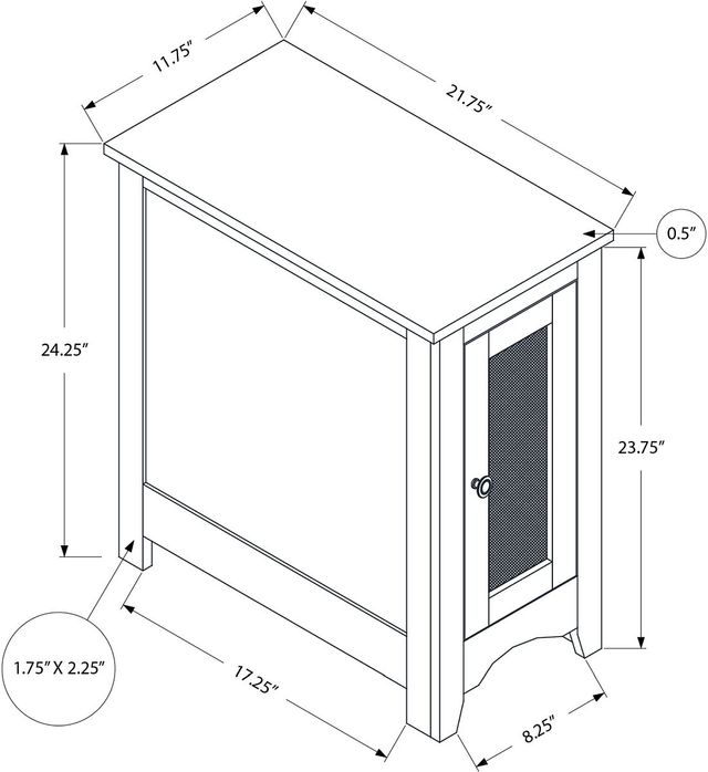 Monarch Specialties Inc. Black Veneer Narrow Side Table-1