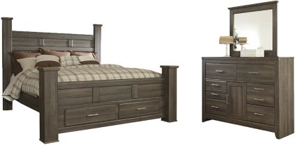 Signature Design by Ashley® Juararo 2-Piece Dark Brown King Poster Bed Set-0
