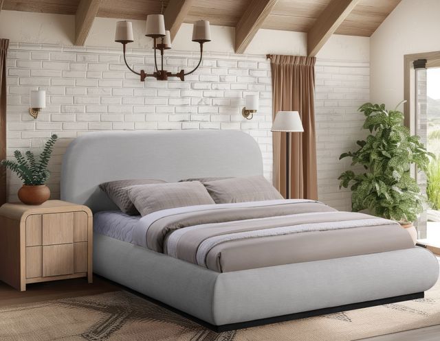 Meridian Furniture Vaughn Grey Queen Chenille Fabric Upholstered Panel Bed-3