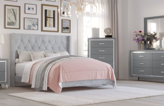 New Classic® Home Furnishings Huxley Gray California King Panel Bed-1