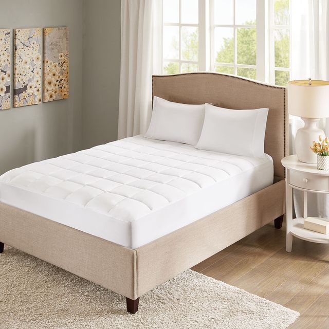 Olliix by Sleep Philosophy White Queen Copper Infused Micro Fiber Down Alternative Mattress Pad-1