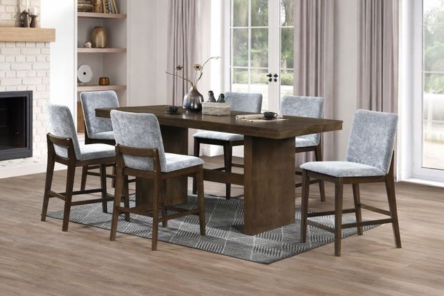 New Classic® Home Furnishings Kody 7-Piece Stone Gray/Walnut Counter Table Set-1