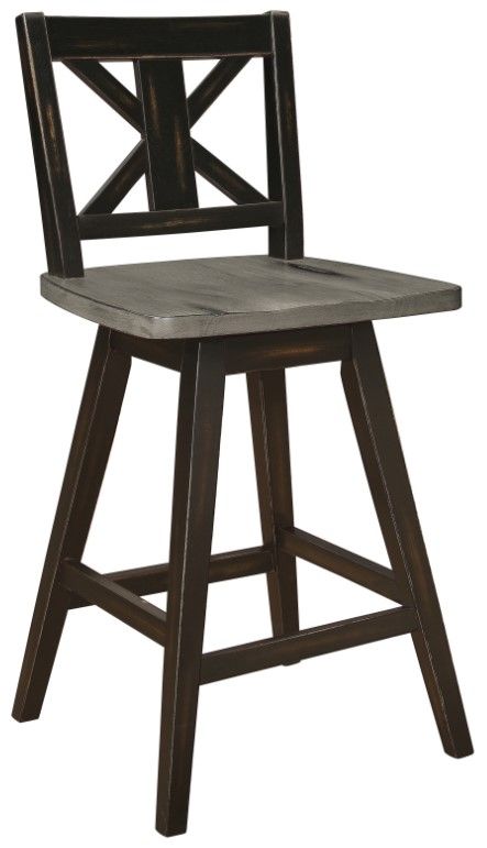 Homelegance® Amsonia Distressed Gray/Black Swivel Counter Height Chair-0