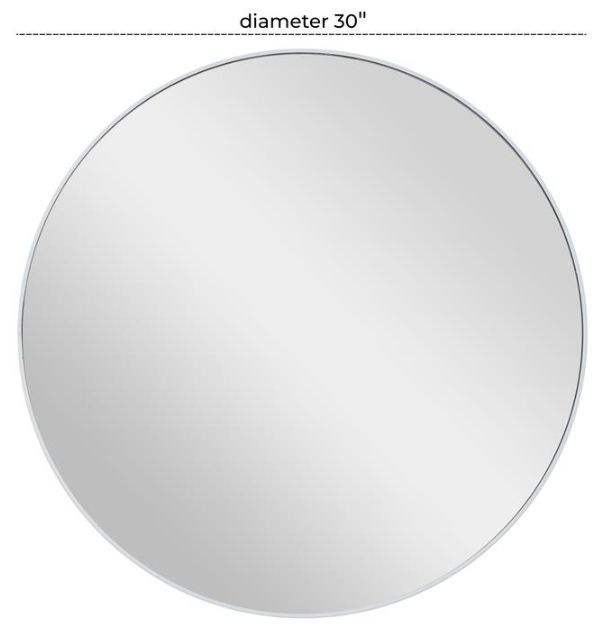 Deco Marche White 30" Thin Minimalistic Frame Mirror-3