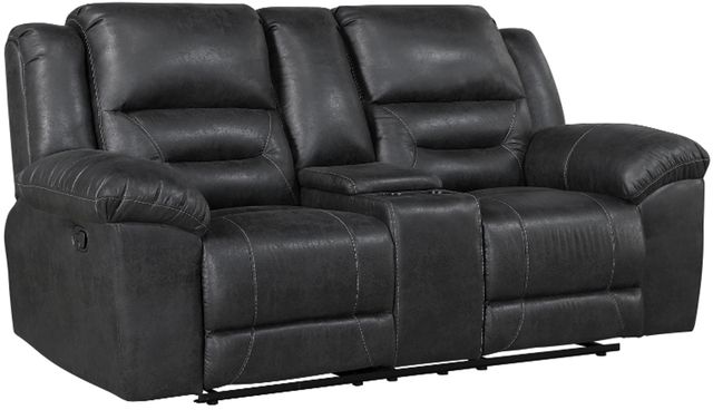 Homelegance® Hazen Black Double Manual Reclining Loveseat with Center Console-0