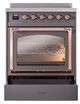Ilve® Nostalgie II Noblesse 30'' Graphite Matte Pro Style Induction Range with Copper Trim-3