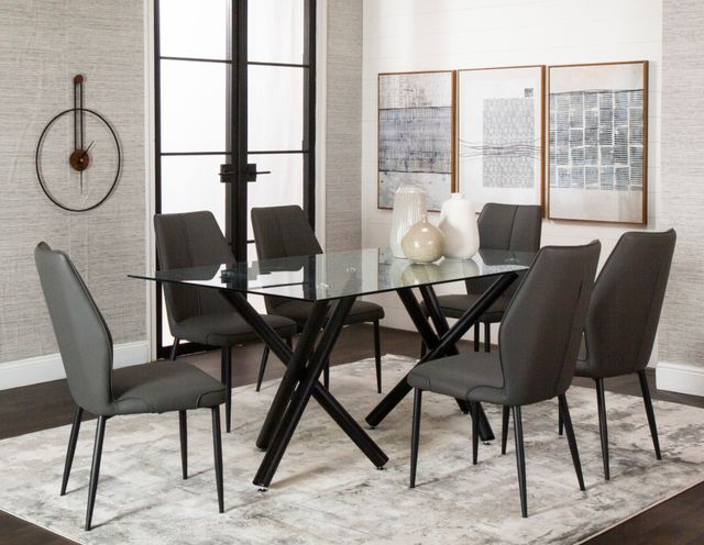 Cramco Finn Glass Top Dining Table with Matte Black Base-2