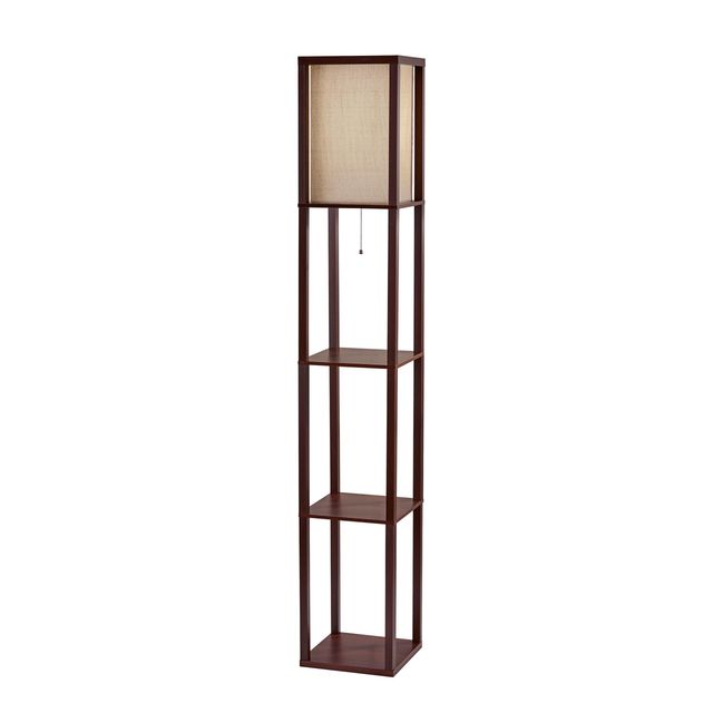 Adesso® Wright Walnut Wood Veneer on MDF Shelf Lamp-0