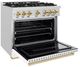 ZLINE Classic Autograph Edition 36" Satin Stainless Steel Pro Style Gas Range with White Matte Door and Polished Gold Accents-3
