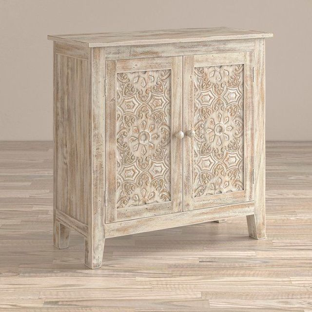 Jofran Inc. Global Archive Chloe Weathered White Accent Cabinet-1