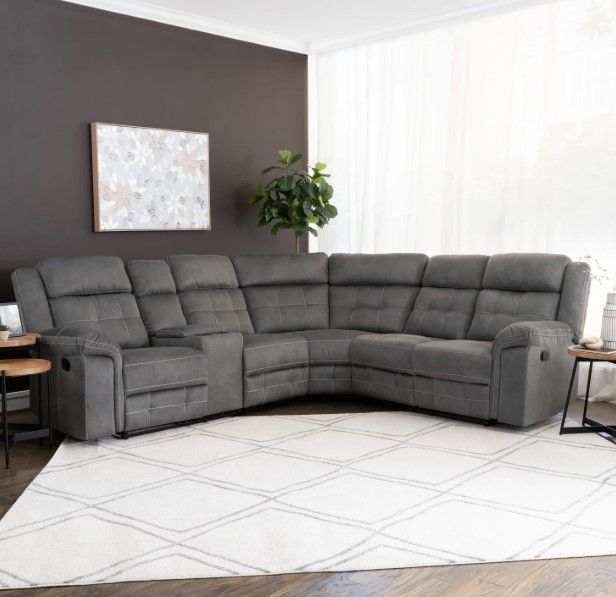 Powell® Keystone 6-Piece Gray Manual L-Shape Reclining Sectional-2