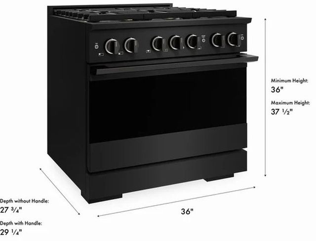 ZLINE Marino 36" Black Stainless Steel Pro Style Dual Fuel Range with 6-Burner DuoPro™ Cooktop and Electric Convection Oven-2