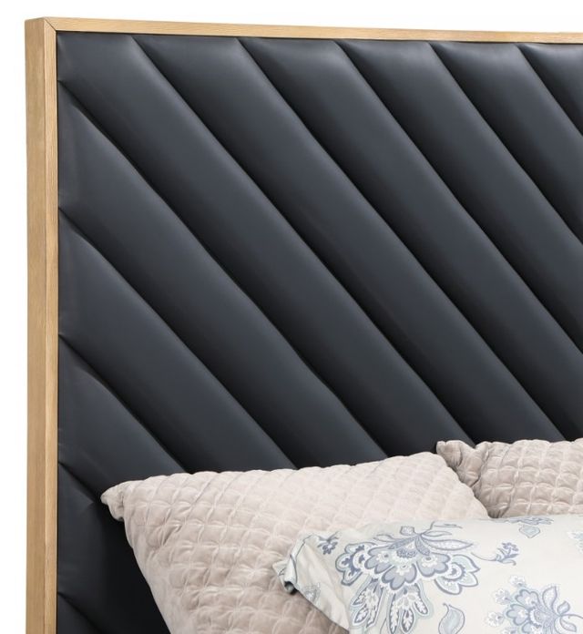 Meridian Furniture Casa Black Vegan Leather Queen Upholstered Panel Bed-3