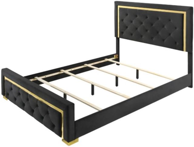 Crown Mark Pepe Black Queen Upholstered Panel Bed-2