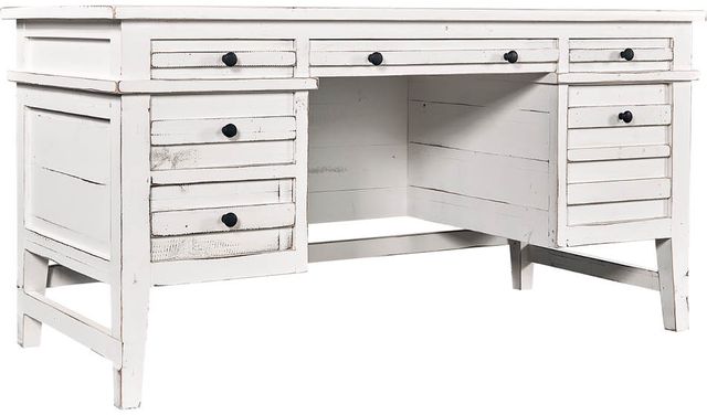 Aspenhome® Reeds Farm Weathered White Half Pedestal Desk-0