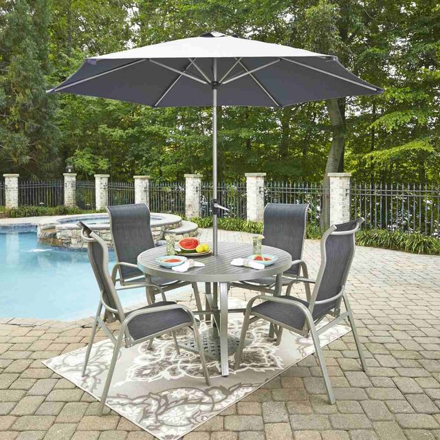 Homestyles® Captiva 5-Piece Gray Outdoor Dining Set with Umbrella-1