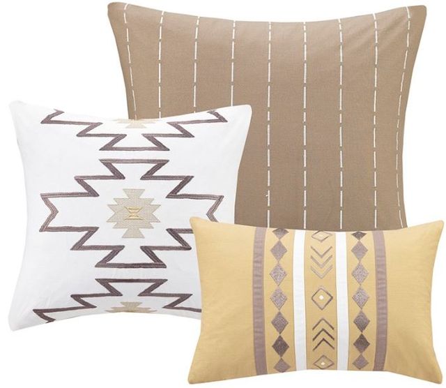 Olliix by Madison Park Harding 7 Piece Neutral Queen Cotton Comforter Set-1