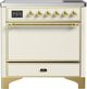 Ilve® Majestic III 36" Antique White Pro Style Induction Range with Solid Door and Brass Trim-0