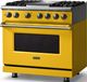 Viking® 5 Series 36" Daffodil Pro Style Dual Fuel (LP) Range with Brushed Brass Trim-3