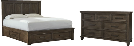 Signature Design by Ashley® Johurst 2-Piece Grayish Brown King Panel Bed with Storage Set-0