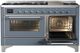 Ilve® Majestic III 60" Blue Gray Pro Style Dual Fuel Natural Gas Range with Triple Glass Door and Chrome Trim-4