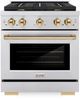 ZLINE Autograph Edition Paramount 30" Stainless Steel Pro Style Dual Fuel Range with Polished Gold Accents-0