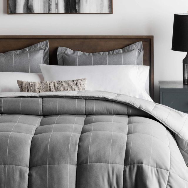 Malouf® Woven™ Chambray Flint Twin Comforter Set-4