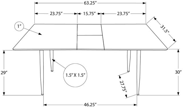Monarch Specialties Inc. White Stone 63" Dining Table-2