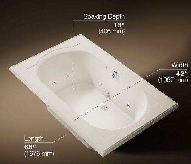 KOHLER® Memoirs® Biscuit 66" X 42" Drop-In Whirlpool Bath-2