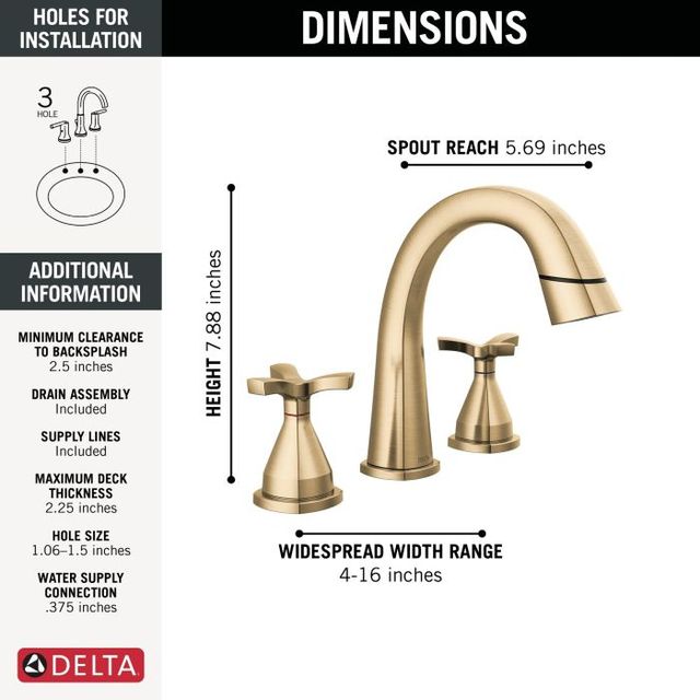 Delta Stryke® Lumicoat® Champagne Bronze 2-Handle Widespread Pull Down Bathroom Faucet-4