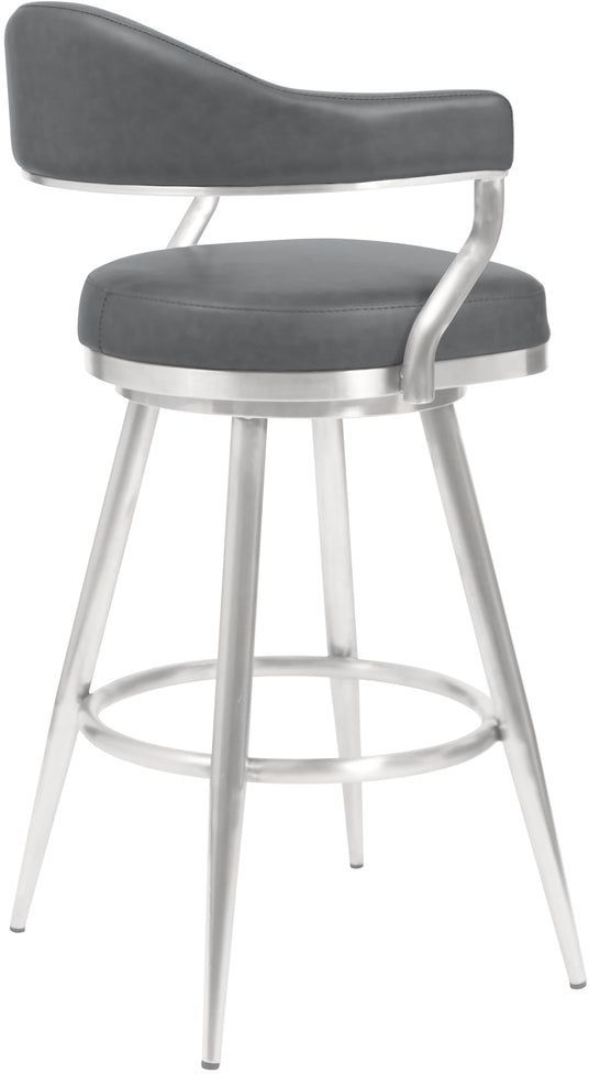 Armen Living Justin Brushed Stainless Steel/Gray Counter Stool-3