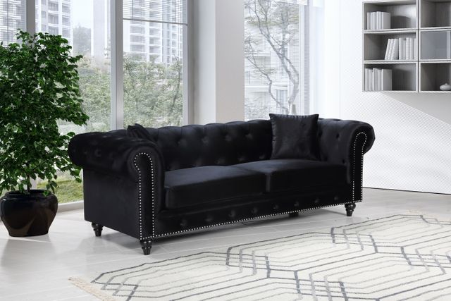 Meridian Furniture Chesterfield Black Velvet Sofa-1