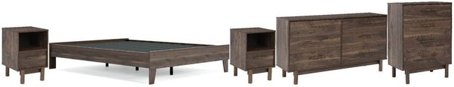 Signature Design by Ashley® Calverson 5-Piece Mocha Queen Platform Bed Set-0