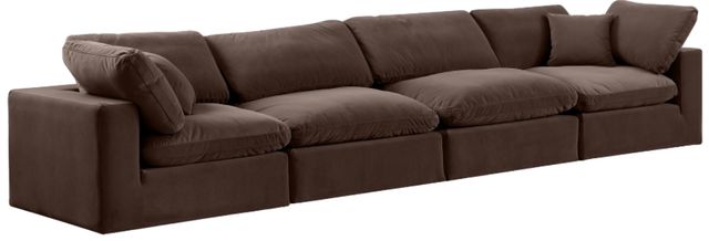 Meridian Furniture Comfy 4-Piece Brown Velvet Modular Sofa-0