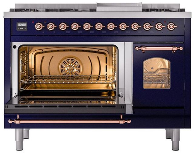 Ilve® Nostalgie II Series 48" Midnight Blue Pro Style Dual Fuel Range-3
